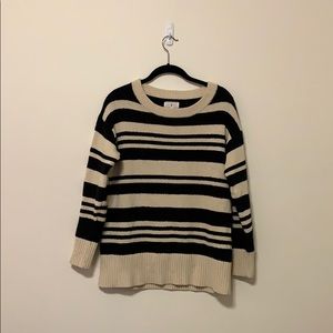 Lou & Grey Black and Cream Striped Sweater